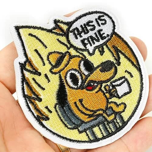 XMJY 2 Pcs This is Fine Dog Patches - Iron On/Sew On Embroidered Patch, Funny Morale Patch, Cute Applique Accessories for Jackets, Jeans, Vests, Clothes, Tote Bags | 3''L X 2.4''W thumbnail 7