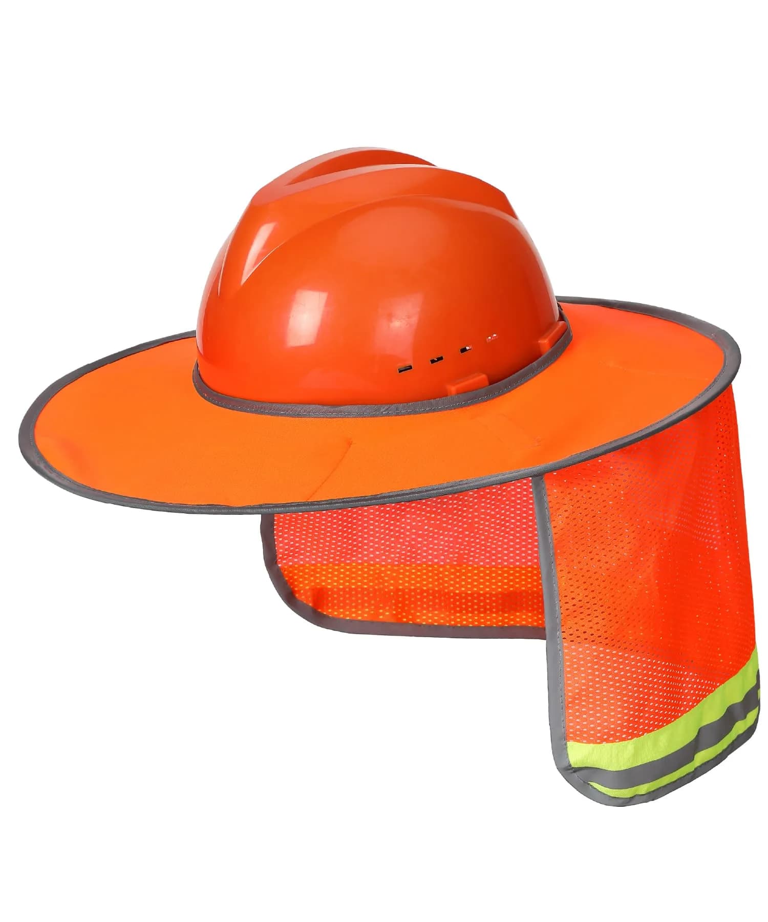 UNCO Hard Hat Sun Shield Orange Mesh with Reflective Strips | Full & Standard Brim Helmet Cover