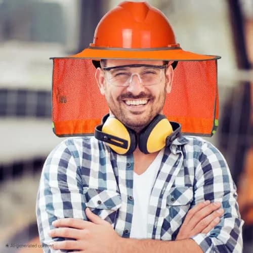 UNCO Hard Hat Sun Shield Orange Mesh with Reflective Strips | Full & Standard Brim Helmet Cover thumbnail 6