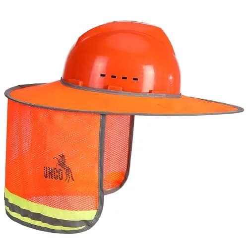 UNCO Hard Hat Sun Shield Orange Mesh with Reflective Strips | Full & Standard Brim Helmet Cover thumbnail 7