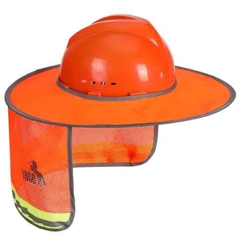 UNCO Hard Hat Sun Shield Orange Mesh with Reflective Strips | Full & Standard Brim Helmet Cover thumbnail 9