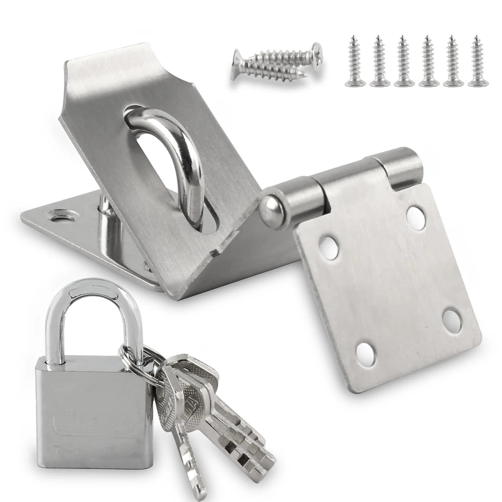 HOWDIA 180 Degree Hasp Lock Latch with Lock | 4 Inch Stainless Steel Security Door Clasp for Shed & Gate — 4 in