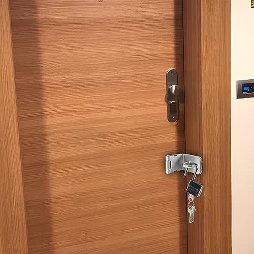 HOWDIA 4 Inch Door Lock Latch Padlock Hasp Set, 90 Degree Lock with Screws & Padlock, Stainless Steel Security Door Clasp for Shed/Gate/Storage thumbnail 7