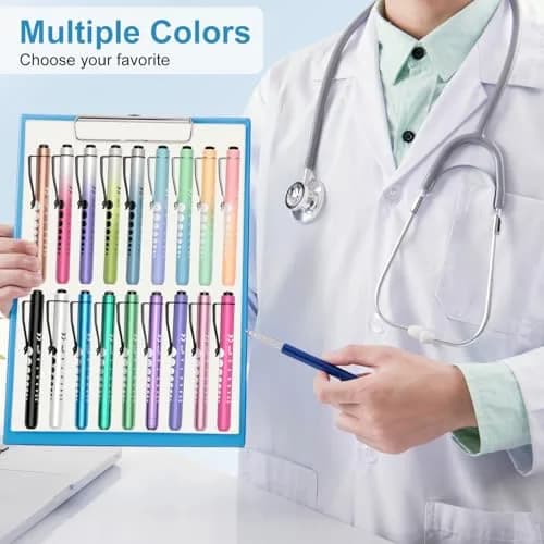 RISEMART LED Pen Lights for Nurses, 2-Pack Medical Penlight with Pupil Gauge & Ruler | White Light, Black/Blue thumbnail 7