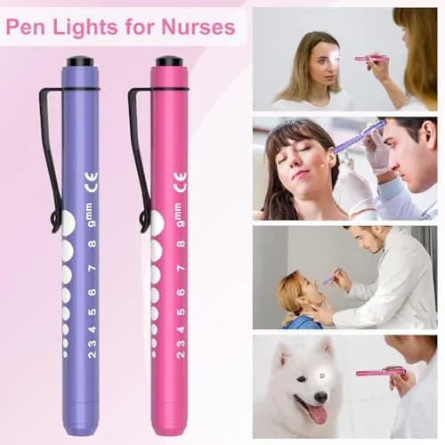 RISEMART LED Pen Lights for Nurses, 2-Pack Medical Penlight with Pupil Gauge & Ruler | White Light, Aluminum Alloy thumbnail 4