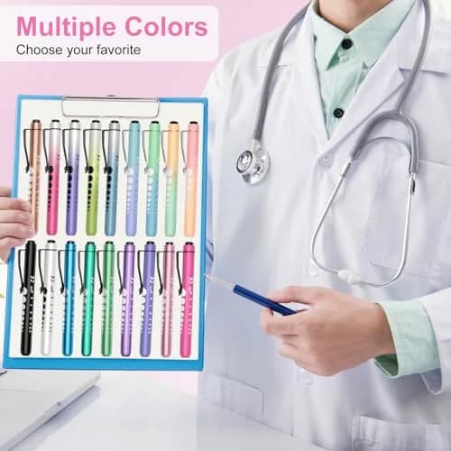 RISEMART LED Pen Lights for Nurses, 2-Pack Medical Penlight with Pupil Gauge & Ruler | White Light, Aluminum Alloy thumbnail 7