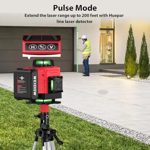 WEIDDW Laser Level 360° Green Cross Line Self Leveling Laser Measuring Tool | 7-10m Indoor Range, ±2mm Accuracy thumbnail 6