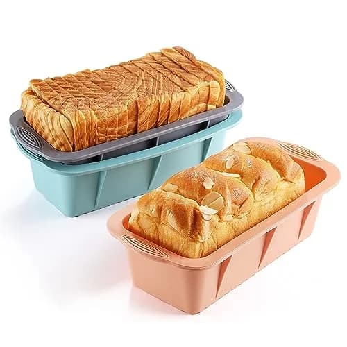MONGSEW 3-Piece Silicone Bread Loaf Pan Set 2.75 inches (6.98 cm) Deep | Nesting Design for Easy Storage thumbnail 1