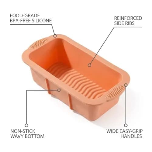 MONGSEW 3-Piece Silicone Bread Loaf Pan Set 2.75 inches (6.98 cm) Deep | Nesting Design for Easy Storage thumbnail 2