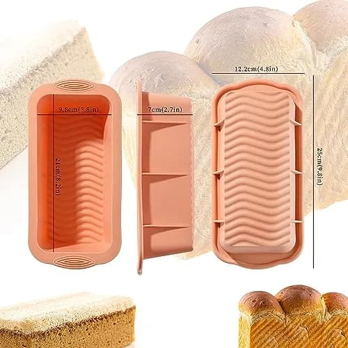 MONGSEW 3-Piece Silicone Bread Loaf Pan Set 2.75 inches (6.98 cm) Deep | Nesting Design for Easy Storage thumbnail 3