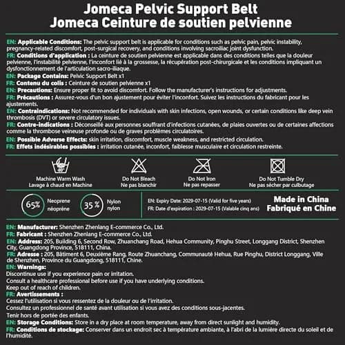 JOMECA Pelvic Support Belt for Prolapse & SPD, X-Large Black | Hip Circumference 41-54 Inch thumbnail 8