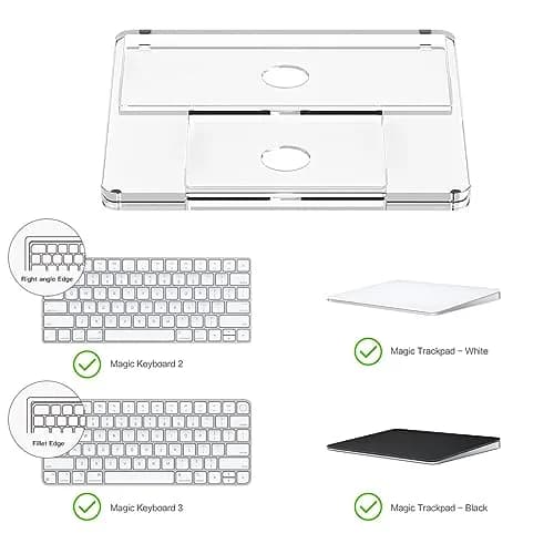 HEWYIOS Acrylic Keyboard Stand and Trackpad Holder for Apple Magic Keyboard 2th/3th | Ergonomic Design thumbnail 3