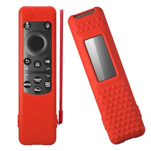 PIUAMUNKJ Red Silicone Protective Cover with Lanyard for Samsung Smart TV Remote BN59-01432 Series | Protects from Scratches & Drops thumbnail 1