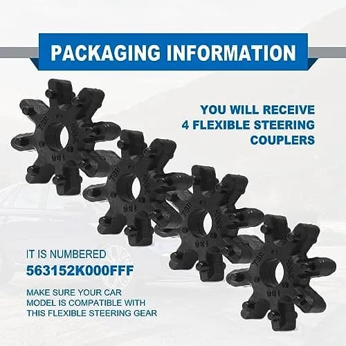 RBOKO Black Flexible Steering Coupler Replacement 4-Pack | Solves Steering Vibration and Noise thumbnail 4