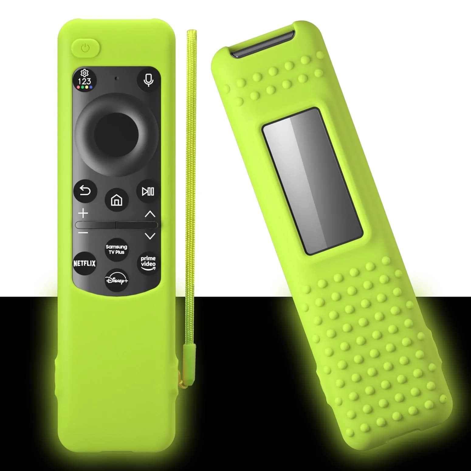 PIUAMUNKJ Luminous Green Silicone Protective Cover with Lanyard for Samsung Solar Cell Remote | Fits BN59-01432A/BN59-01436B/TM2360E/TM2360F — Luminous Green