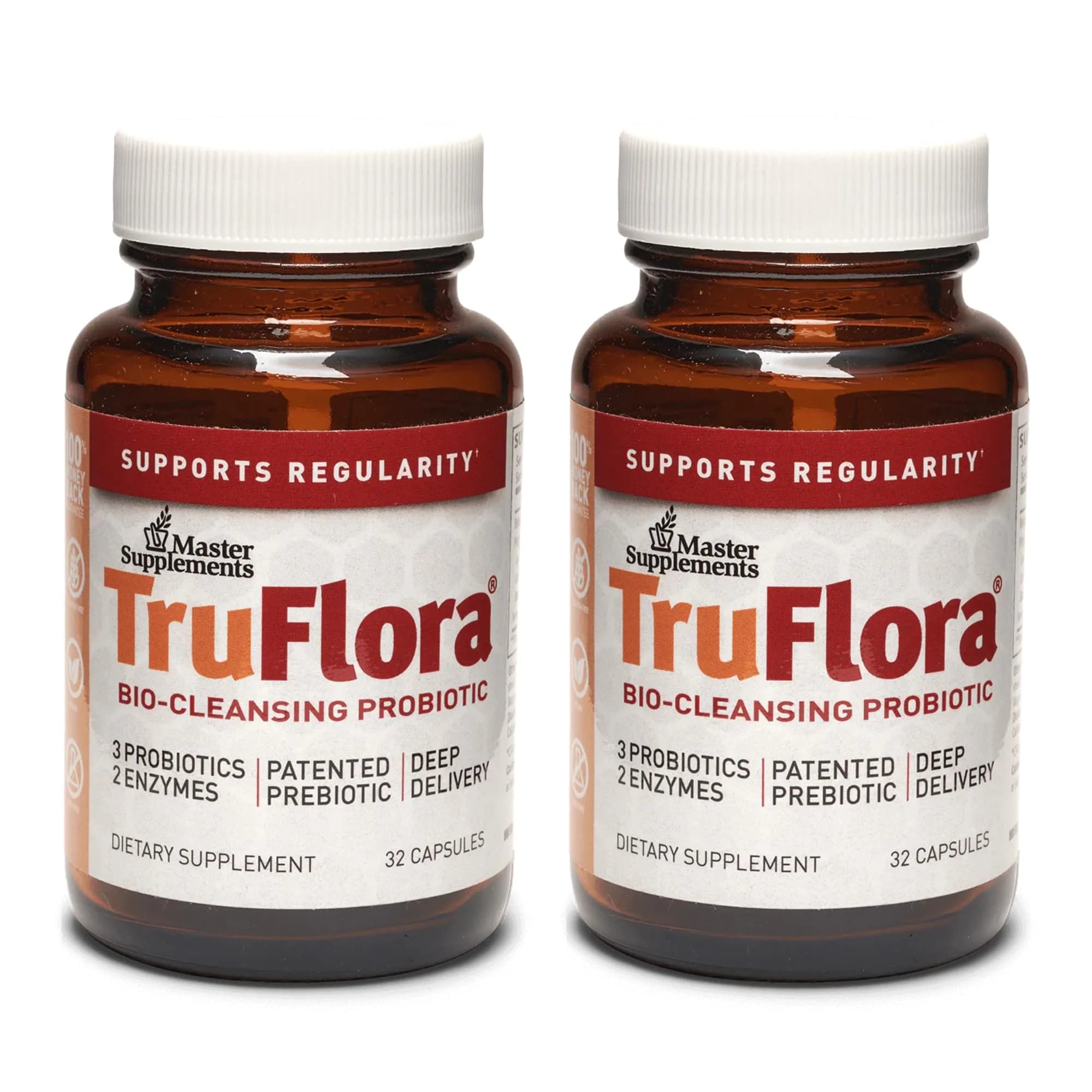 TruFlora Nutritional Supplement Capsules 32 Count | Gluten Free & Probiotic Enzymes for Gut & Energy Support