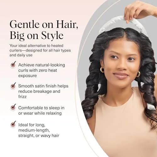 Kitsch Satin Heatless Curls Overnight Set - Ivory | Gentle Frizz-Free Hair Styling thumbnail 3