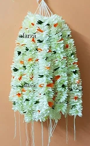 AFARZA Artificial Jasmine Gajra Scrunchie Bun Accessory - Pack of 4 (Multicolor) | Traditional Indian Hair Accessory thumbnail 1