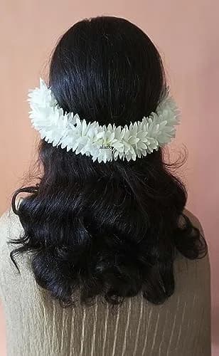 AFARZA Artificial Gajra for Hair Bun Juda Accessories - White, Pack of 4 thumbnail 6