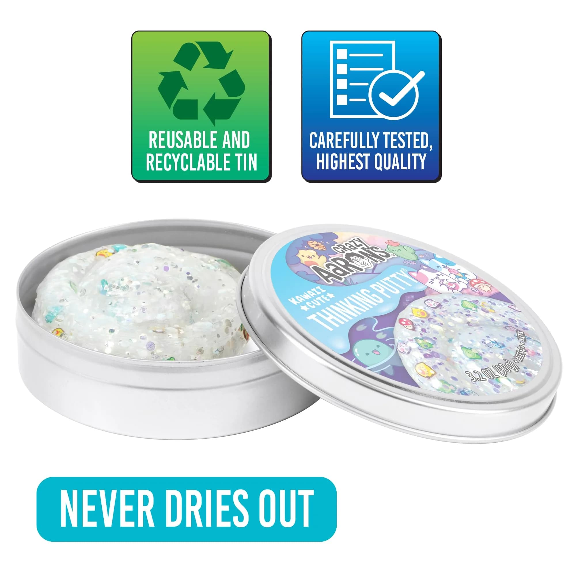 Crazy Aaron's Thinking Putty Kawaii Cute 96ml (3.2 oz) | Glitter & Charms for Sensory Play - view 6