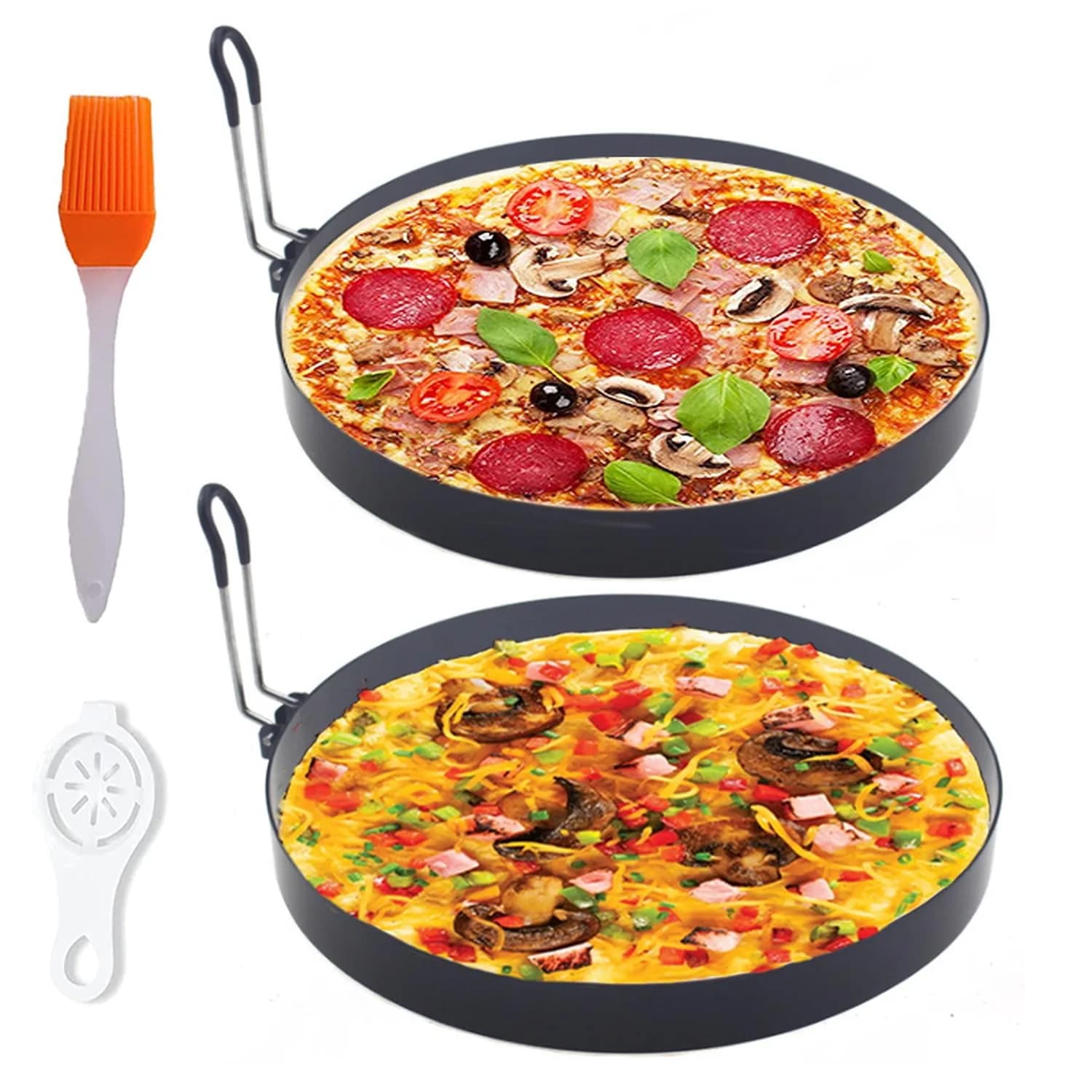 WOWITIS Large 2 Pack 8" Omelette Ring for Griddle | Non-stick Stainless Steel Egg Separator with Silicone Handle