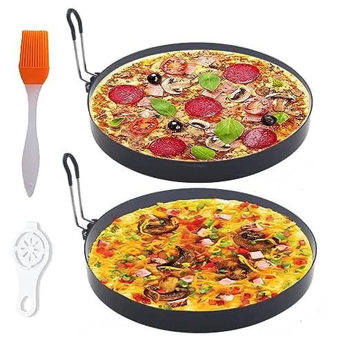 WOWITIS Large 2 Pack 8" Omelette Ring for Griddle | Non-stick Stainless Steel Egg Separator with Silicone Handle thumbnail 1