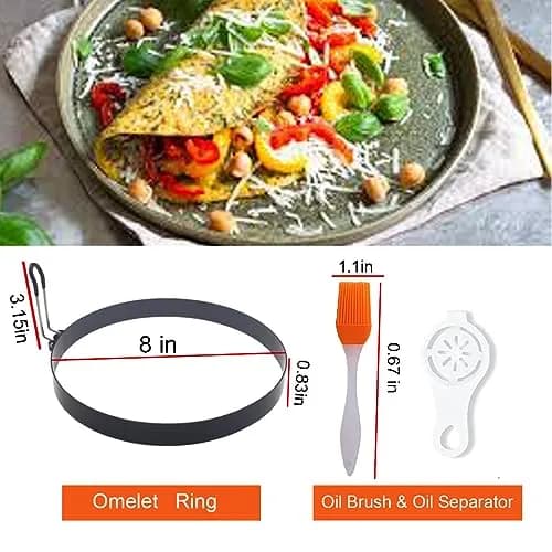 WOWITIS Large 2 Pack 8" Omelette Ring for Griddle | Non-stick Stainless Steel Egg Separator with Silicone Handle thumbnail 4