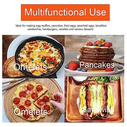 WOWITIS Large 2 Pack 8" Omelette Ring for Griddle | Non-stick Stainless Steel Egg Separator with Silicone Handle thumbnail 2