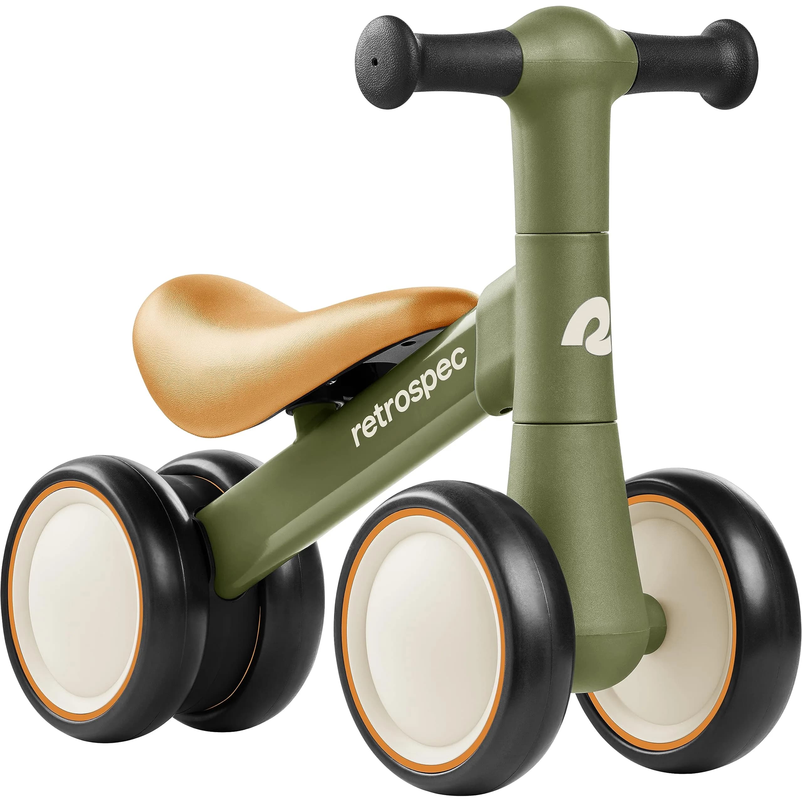 Retrospec Cricket Baby Walker Balance Bike with 4 Wheels for Ages 12-24 Months | Toddler Bicycle Toy for 1 Year Olds — Olive Drab