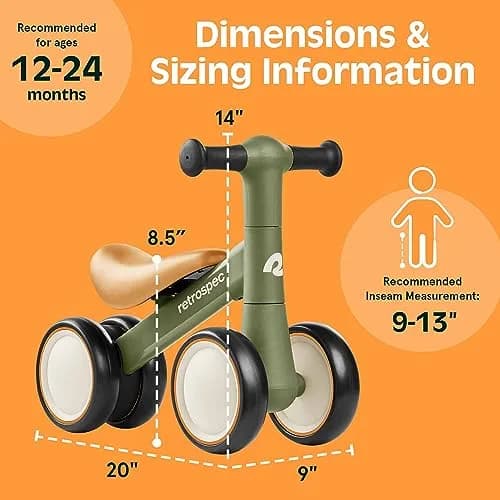 Retrospec Cricket Baby Walker Balance Bike with 4 Wheels for Ages 12-24 Months | Toddler Bicycle Toy for 1 Year Olds thumbnail 4