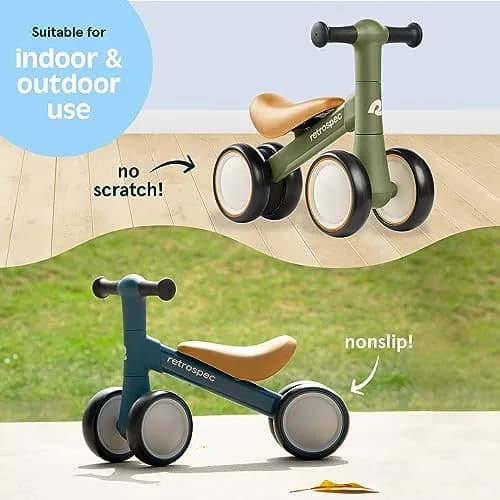 Retrospec Cricket Baby Walker Balance Bike with 4 Wheels for Ages 12-24 Months | Toddler Bicycle Toy for 1 Year Olds thumbnail 5