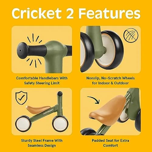 Retrospec Cricket Baby Walker Balance Bike with 4 Wheels for Ages 12-24 Months | Toddler Bicycle Toy for 1 Year Olds thumbnail 2