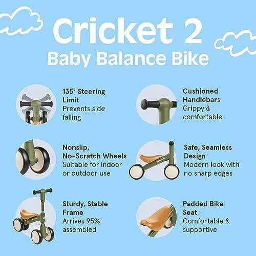 Retrospec Cricket Baby Walker Balance Bike with 4 Wheels for Ages 12-24 Months | Toddler Bicycle Toy for 1 Year Olds thumbnail 3