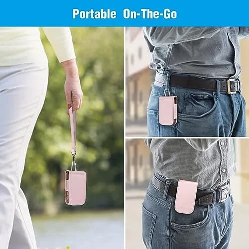 MEDMAX PU Leather Protective Case for Freestyle Libre 3 2 / Reader | Rose Gold, Lightweight Shockproof Diabetic Storage Carrying Case with Carabiner Clip and Handle (1-Pack) thumbnail 6