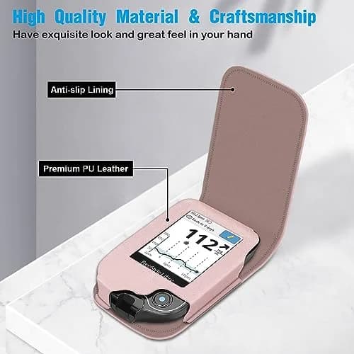 MEDMAX PU Leather Protective Case for Freestyle Libre 3 2 / Reader | Rose Gold, Lightweight Shockproof Diabetic Storage Carrying Case with Carabiner Clip and Handle (1-Pack) thumbnail 3