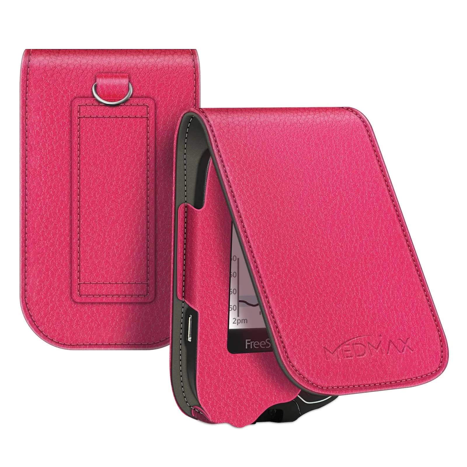MEDMAX PU Leather Protective Case for Freestyle Libre 3 2 / Libre Reader | Shockproof & Portable Magenta — Magenta