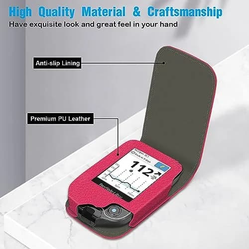 MEDMAX PU Leather Protective Case for Freestyle Libre 3 2 / Libre Reader | Shockproof & Portable Magenta thumbnail 3