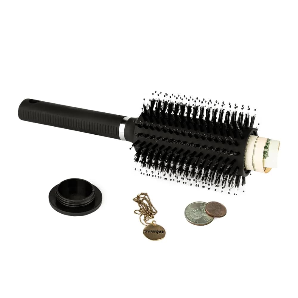 LiveBe Hidden Safe Hair Brush with Storage Compartment | Black Diversion Safe for Valuables — Black