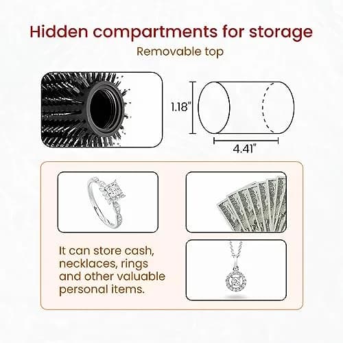 LiveBe Hidden Safe Hair Brush with Storage Compartment | Black Diversion Safe for Valuables thumbnail 5