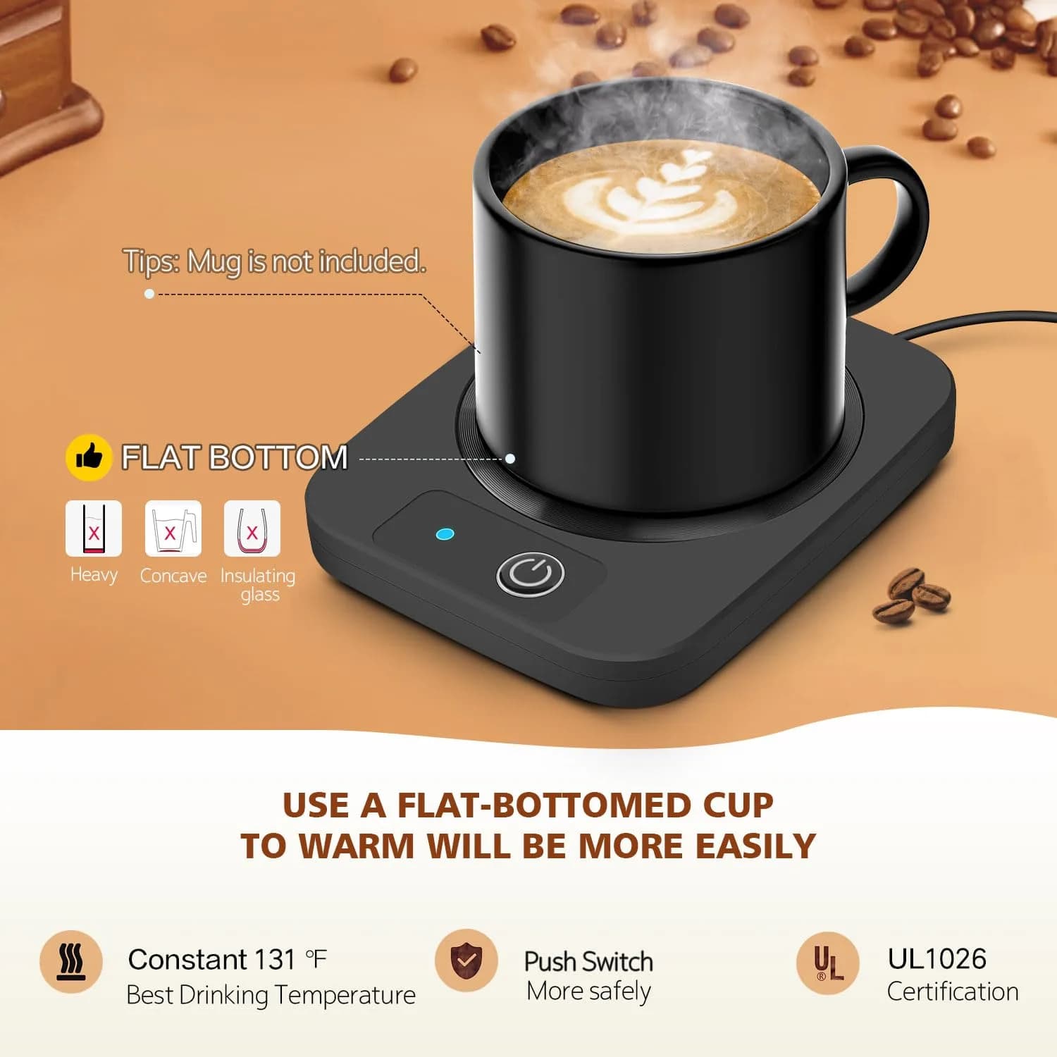 Lesipee Electric Coffee Mug Warmer 14.2 cm (5.6 in) | Keeps Drinks Warm for Office & Home - view 2
