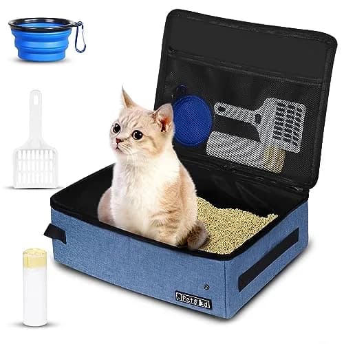 Petskd Portable Cat Travel Litter Box with Lid, Blue 40 cm (15.7 in) | Leakproof & Odor-Preventing for Travel thumbnail 1