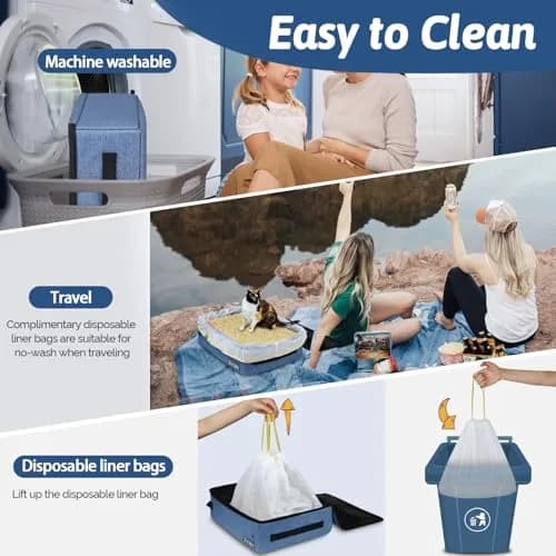 Petskd Portable Cat Travel Litter Box with Lid, Blue 50cm x 38cm x 15cm | Leak-Proof & Odor Control for Travel thumbnail 5