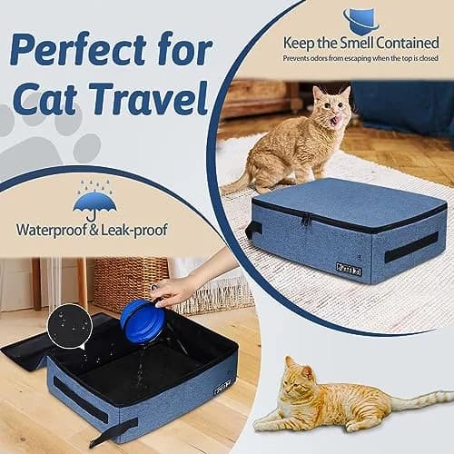 Petskd Portable Cat Travel Litter Box with Lid, Blue 50cm x 38cm x 15cm | Leak-Proof & Odor Control for Travel thumbnail 3