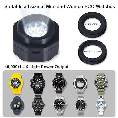 CoolFire Solar Watch Charger USB-C UV-Free Safe 24/7 | Fits G-Shock, Citizen, Seiko, Garmin thumbnail 3