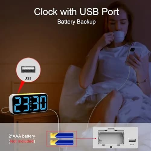 Topski Digital Alarm Clock with Night Light | Large 7-inch Display, Dual Alarm, Snooze, Dimmable Bedside Clock for Kids Teens thumbnail 6