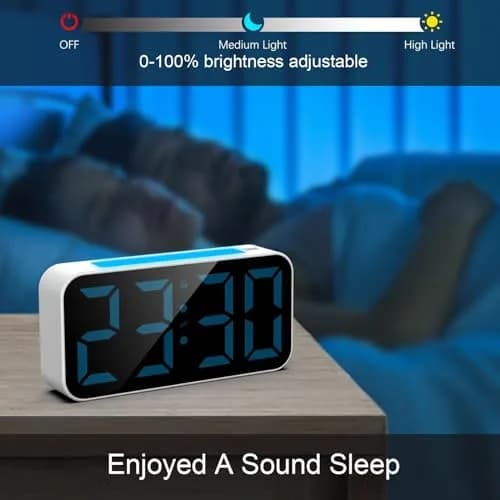 Topski Digital Alarm Clock with Night Light | Large 7-inch Display, Dual Alarm, Snooze, Dimmable Bedside Clock for Kids Teens thumbnail 3