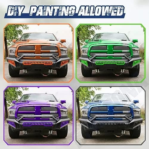 Hawkley Ram 1500 Front Bumper with Bull Bar & Skid Plate | Heavy-Duty Steel, Winch Ready (70-120c) thumbnail 7