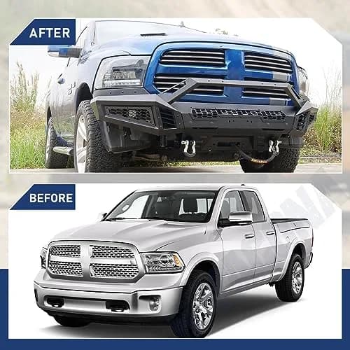 Hawkley Ram 1500 Front Bumper with Bull Bar & Skid Plate | Heavy-Duty Steel, Winch Ready (70-120c) thumbnail 8