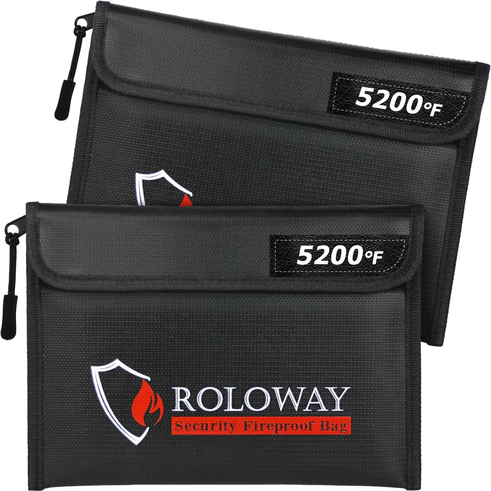 ROLOWAY Fireproof Bag 24.4 x 16.8 cm (9.6 x 6.6 inches) | 10-Layer Heat Insulated Document & Cash Protection