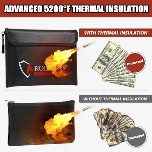 ROLOWAY Fireproof Bag 24.4 x 16.8 cm (9.6 x 6.6 inches) | 10-Layer Heat Insulated Document & Cash Protection thumbnail 3